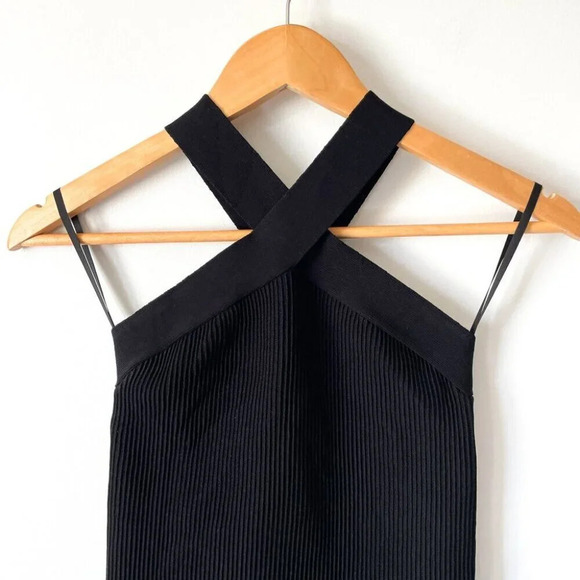 Aritzia Babaton Sculpt Knit Criss Cross Halter Dress Black Size Small - Picture 5 of 8